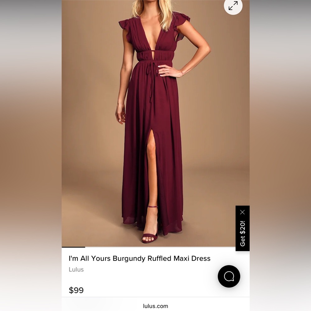 Lulus I'm All Yours Burgundy Ruffled Maxi Dress